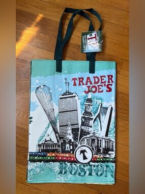 Trader Joe's Boston City Tote Bag - Teal & Black